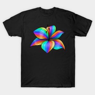 Single lily flower in rainbow colors T-Shirt